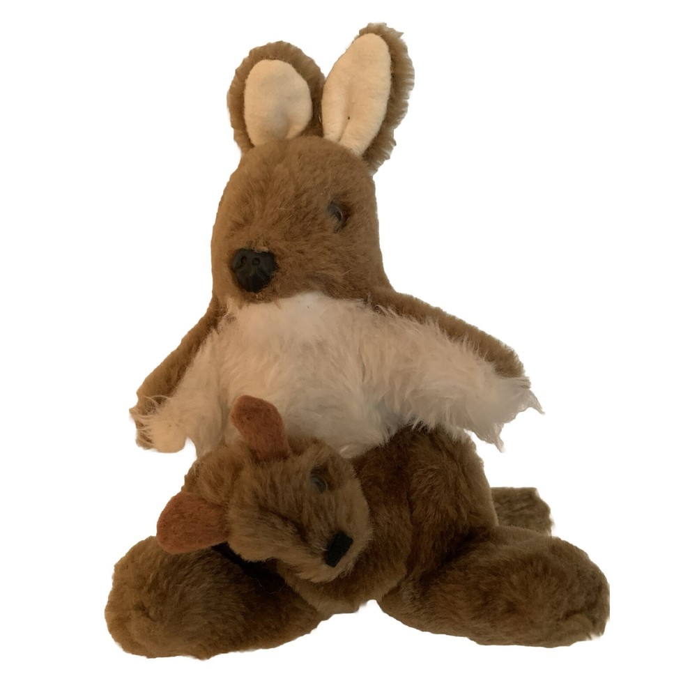 Anne Li Mama Kangaroo with Joey Handmade Australia Stuffed Animal Glass Eyes 9"